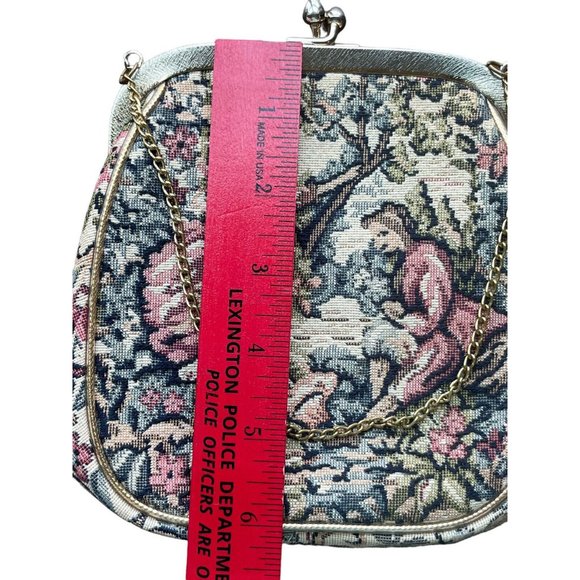 Vintage JR Miami Petite Point Tapestry Clutch Evening Bag Chain Handle 1950 - Picture 12 of 14